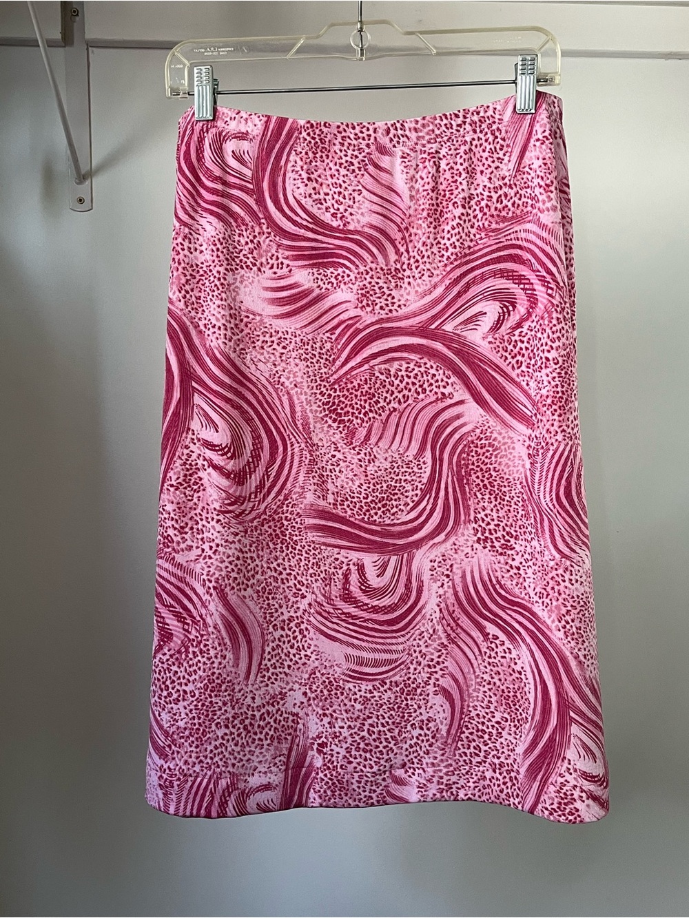 Kim&Co Pink Funky Wave & Leopard Print Midi Skirt Size XL - Picture 7 of 9